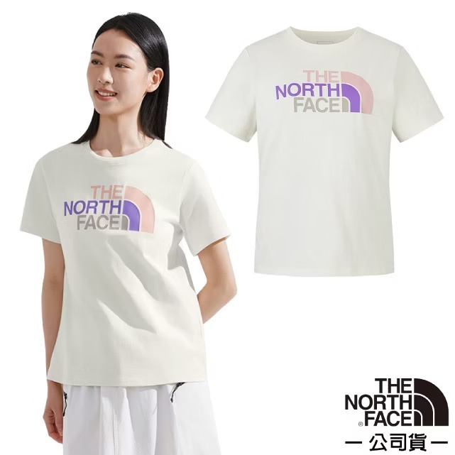 【The North Face】女 質感純棉吸汗透氣短袖圓領衫.T恤.運動休閒上衣/柔軟親膚/8DC9-QLI 沙丘白✿30E010